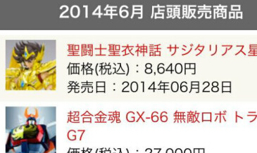 2014年6月 万代Bandai Collector 事业部新商品发售表！