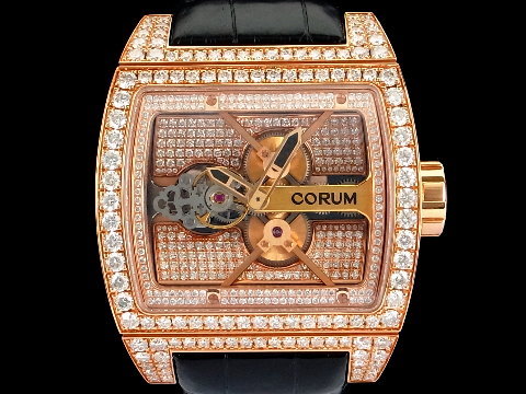 CORUM 昆仑 Black Ti-Bridge Tourbillon 钛桥 玫瑰金 陀飞轮 原厂镶钻 满天星 三日炼 手上炼