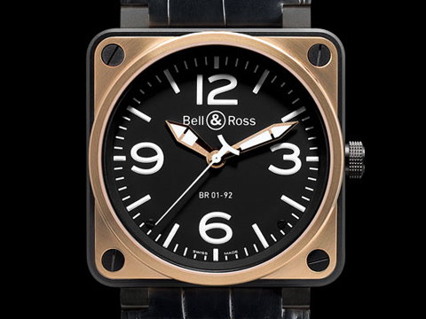 BELL & ROSS 柏莱士 BR01-92 玫瑰金 精钢PVD材质 自动上炼 男表 全新品