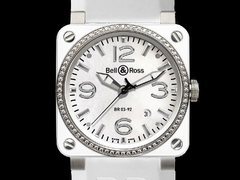 Bell & Ross 柏莱士 手表 BR03-92 CERAMIC 系列 Diamond 原镶钻圈 白色陶瓷 (未使用新品)