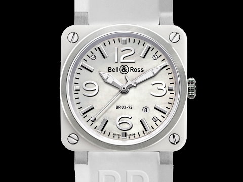 Bell & Ross 柏莱士 BR03-92 白色陶瓷 贝壳面 42mm 女表 全新品