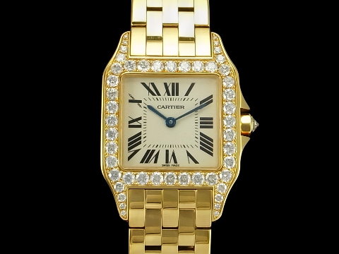 Cartier 卡地亚 Santos Demoiselle 山度士 18K金 原镶钻表 大型款 全新品