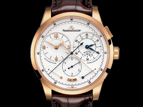 Jaeger-LeCoultre 积家表 Duometre Chronographe 双翼系列 双发条盒设计 单把双追针计时 玫瑰金