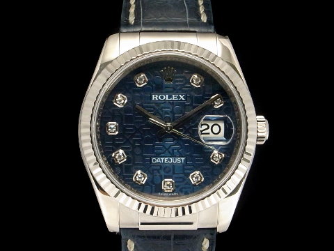 Rolex Datejust 劳力士 蚝式日志型 116139 蓝色纪念十钻面 18K白金 F字头