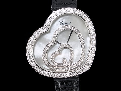 CHOPARD 萧邦表 Happy Spirit 原镶 心型快乐钻 珍珠母贝面盘 18K白金 顶级钻表