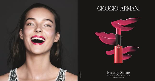 GIORGIO ARMANI ECSTASY SHINE 全新【奢华订制缎光水唇膏】 如羽幻纱般极致轻盈 如丝缎般光泽闪耀动人 划时代缎光水唇膏 一抹润泽持久显色