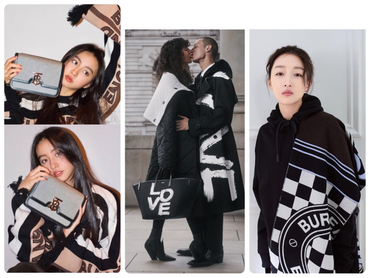 周冬雨、木村光希暖冬美穿BURBERRY 把LOVE写在身上